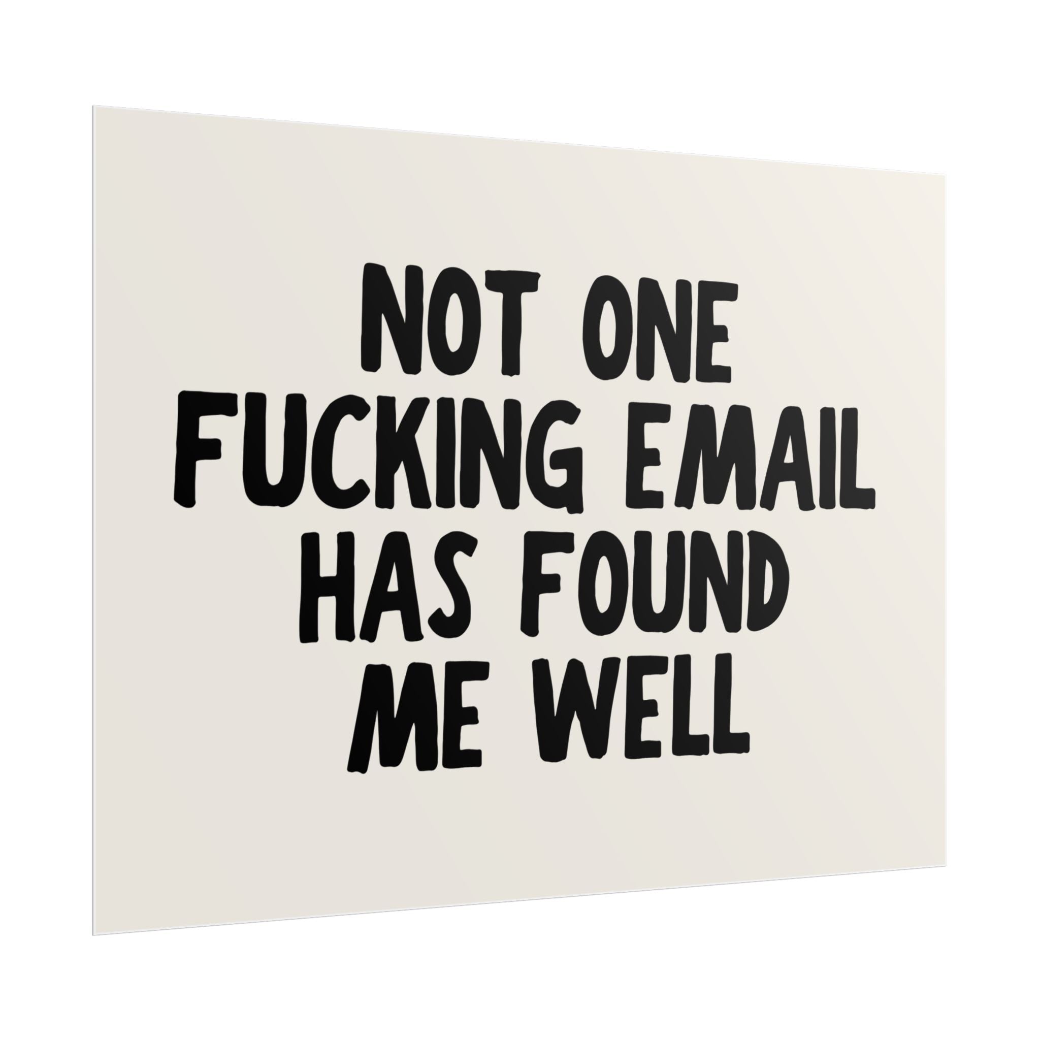 Not One Fucking Email Has Found Me Well