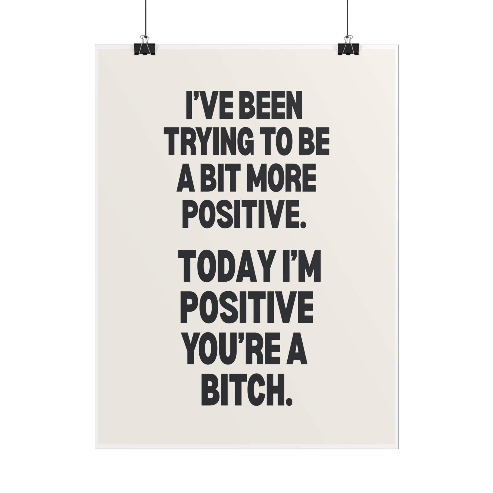 I’ve Been Trying to Be a Bit More Positive. Today I’m Positive You’re a Bitch.