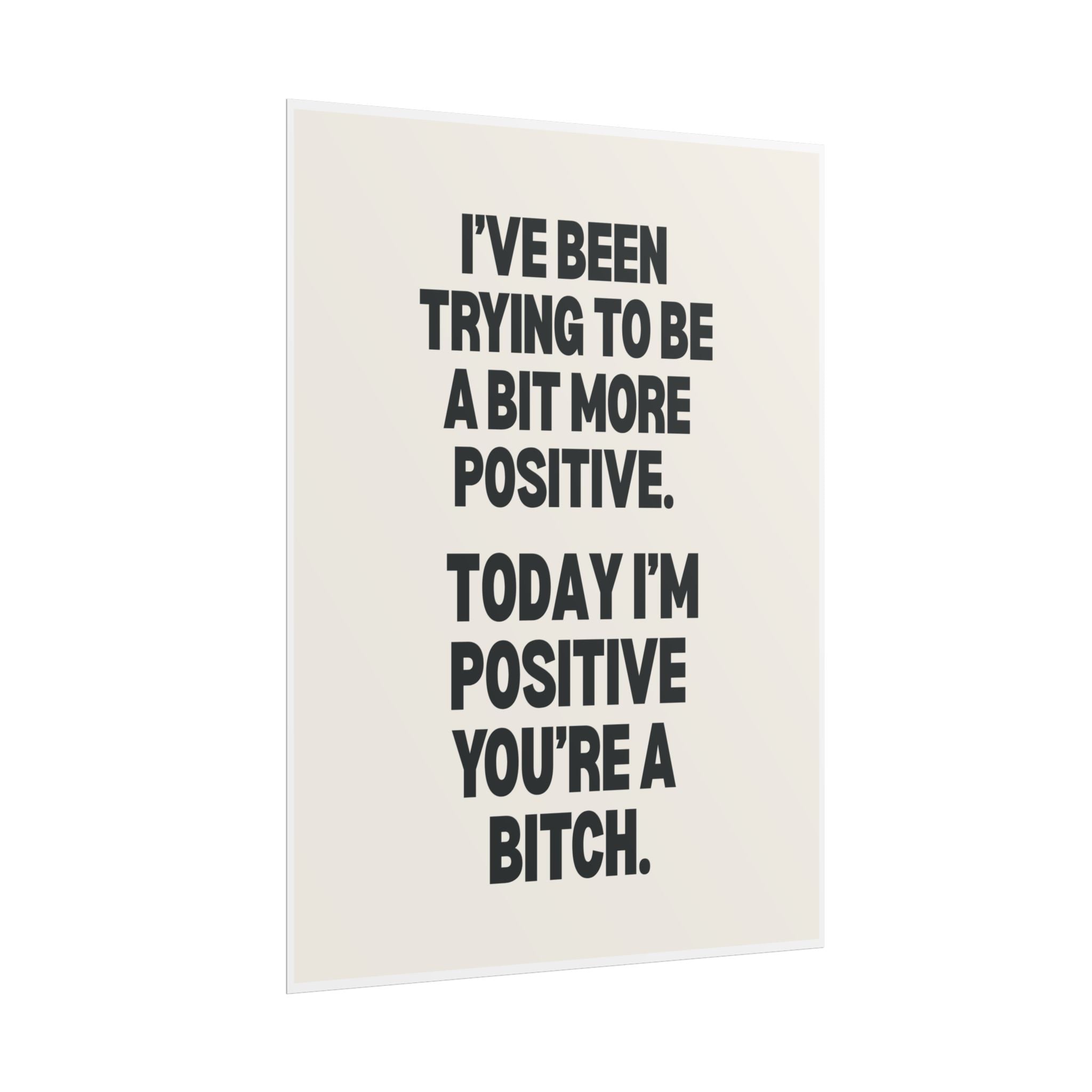 I’ve Been Trying to Be a Bit More Positive. Today I’m Positive You’re a Bitch.