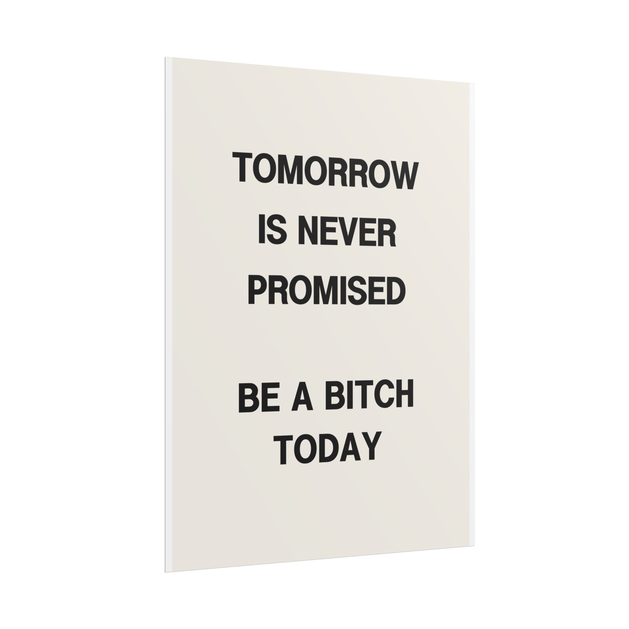 Tomorrow Is Never Promised, Be a Bitch Today