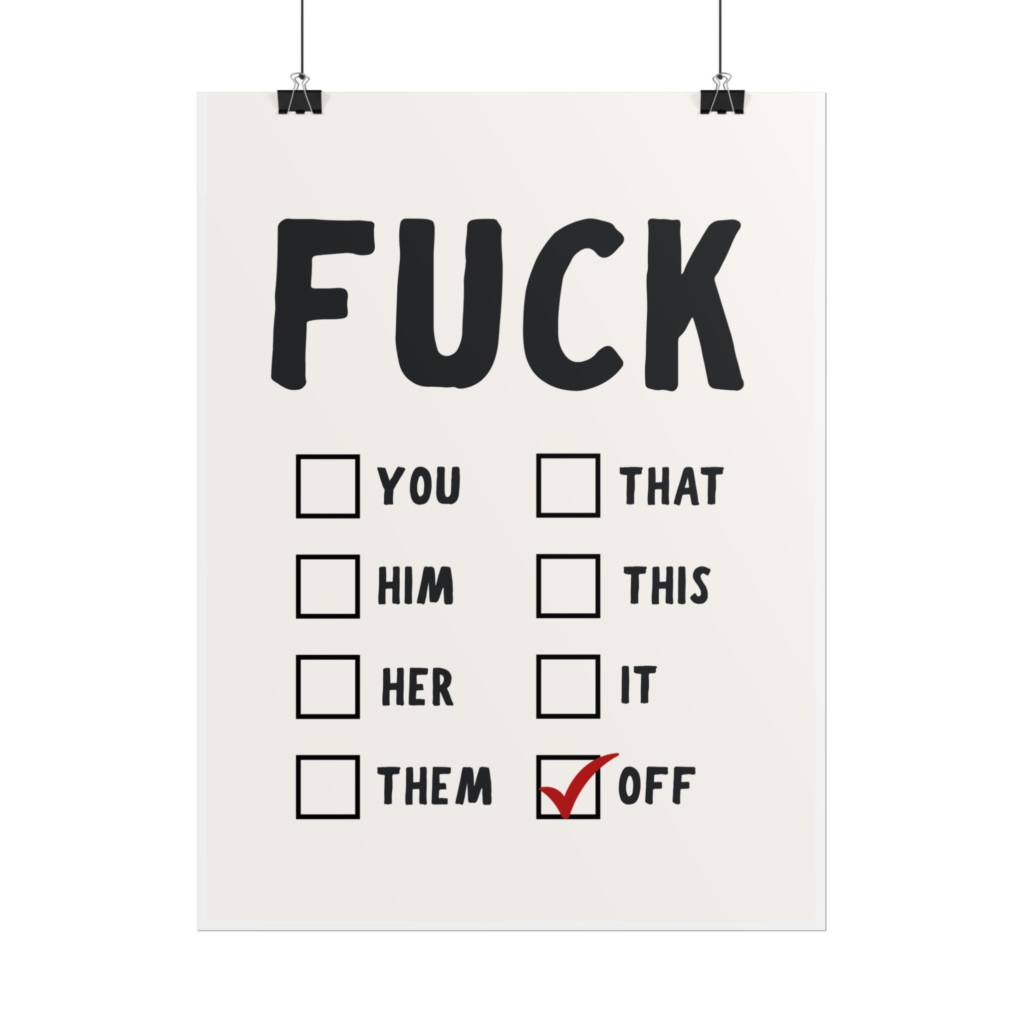 FUCK" Checklist Poster