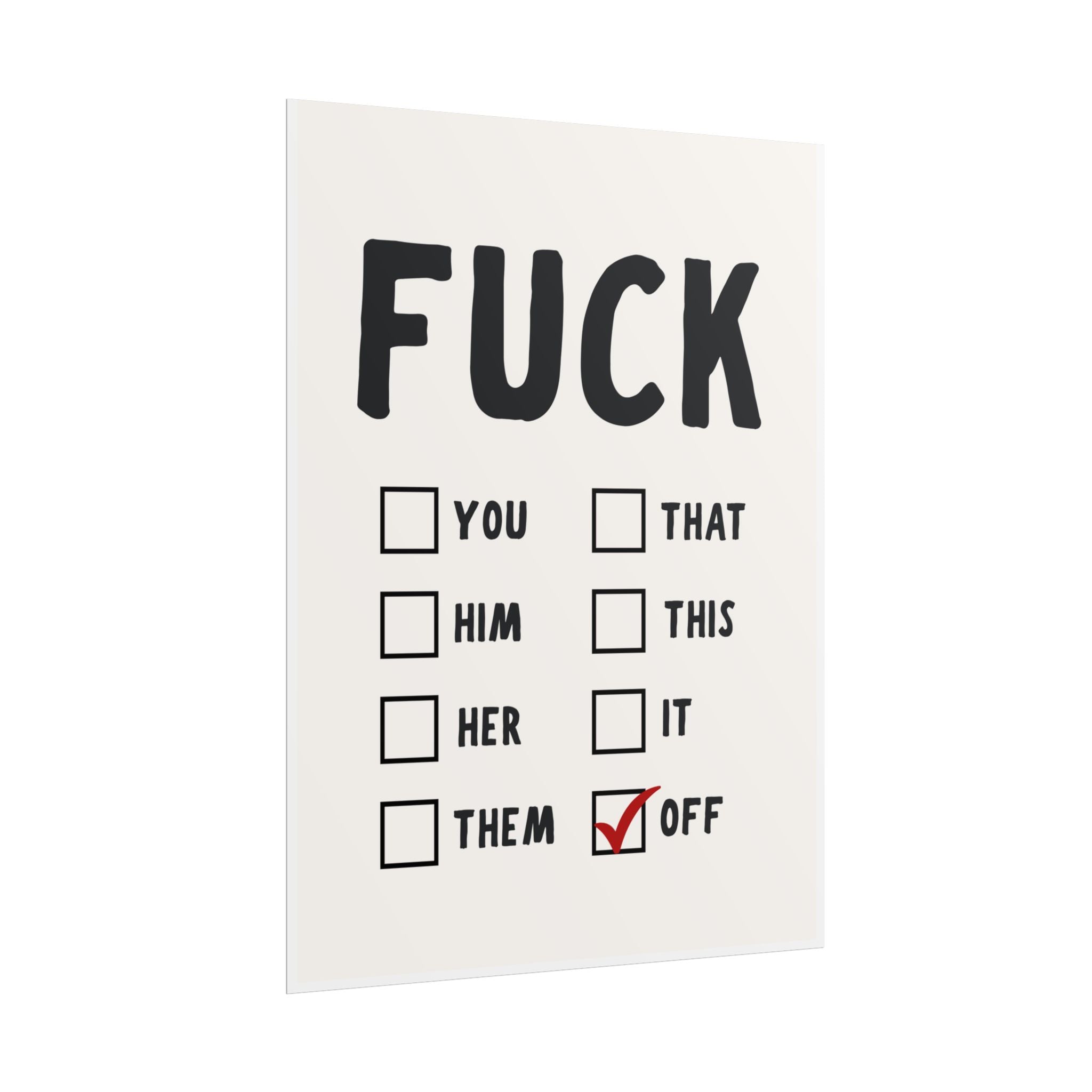 FUCK" Checklist Poster